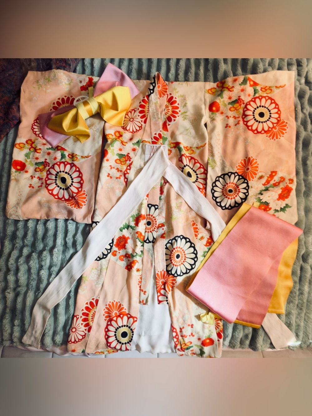 Children’s Blush Pink Floral Kimono Jacket - Picture 4 of 8